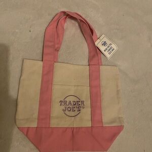 Trader Joe's Pink and Cream Tote Bag